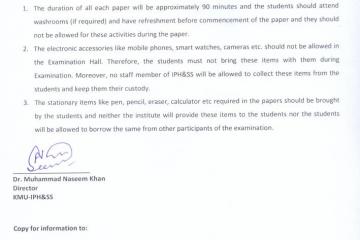 1-	Announcement of the Final Term Examination Session Spring 2019 and instructions for the students